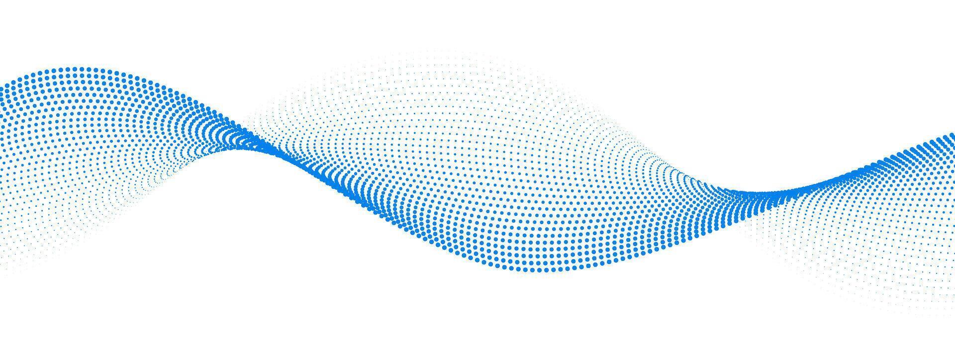 Light blue dotted wave line pattern. Halftone undulate net background. Abstract air flowing particle wallpaper. Curve dashed gradient element for poser, banner, presentation, booklet, flyer vector