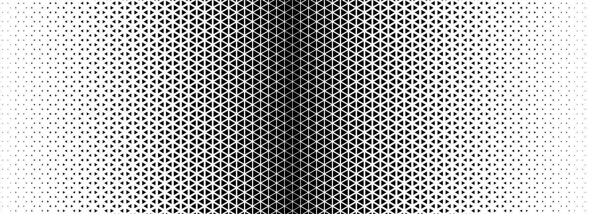 Triangle halftone gradient texture. Geometric triangular tech pattern background. Black abstract vanishing gradation wallpaper. Fading mosaic pop art backdrop for poster, banner, booklet vector
