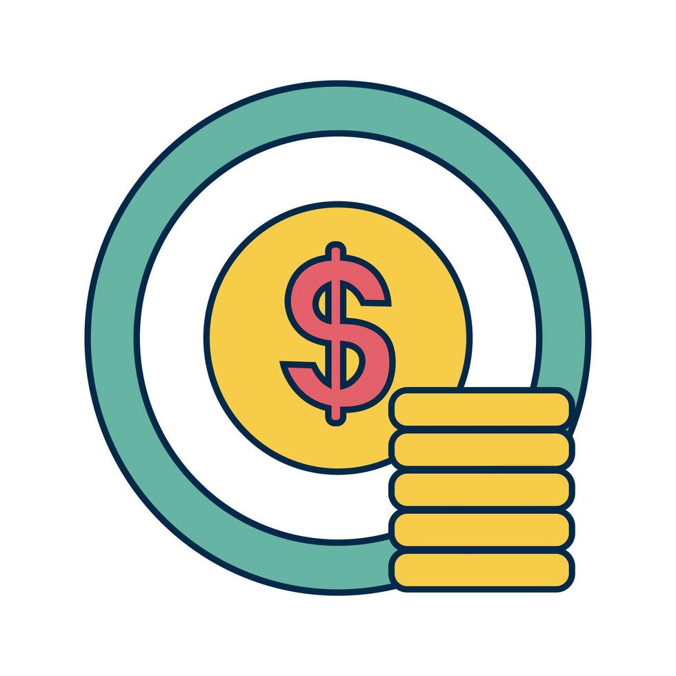 Golden coin with dollar sign illustration representing wealth and finance vector