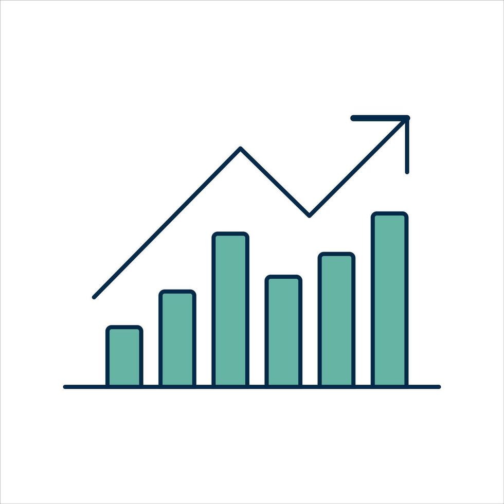 Business growth chart with upward arrow showing financial progress vector