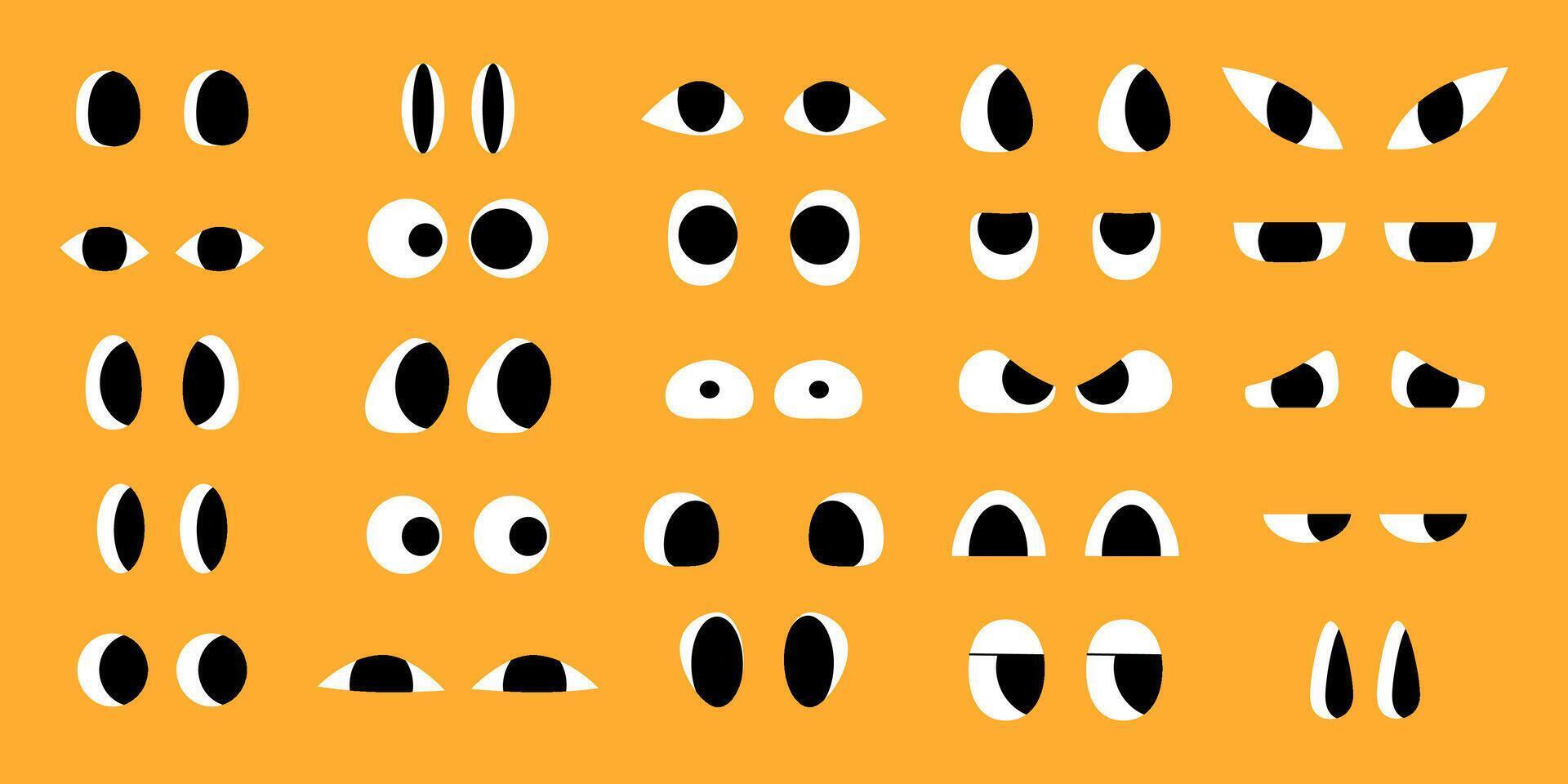 Collection of Doodle Abstract Shapes of Eyes in Cartoon Style. Hand drawn funny eyes for characters. Happy decorative emoticons for kids vector