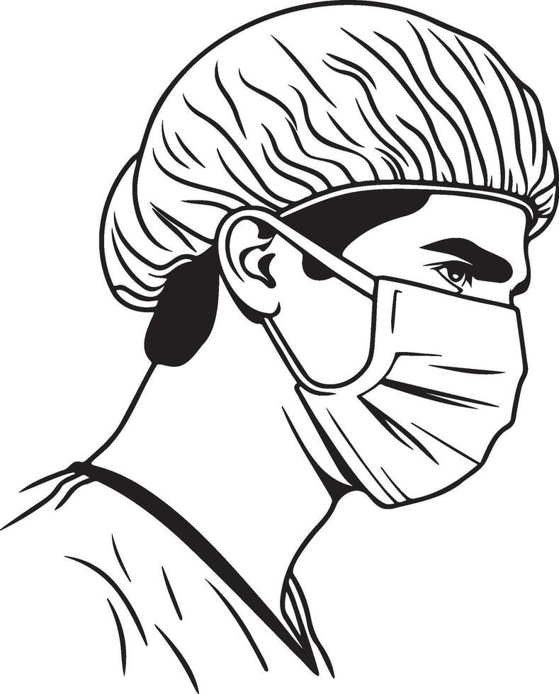 Male Surgeon Avatar Illustration. vector