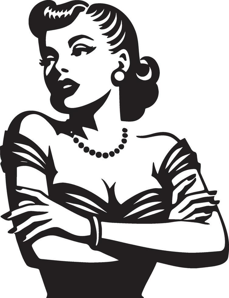 Vintage Sassy Woman Illustration. vector