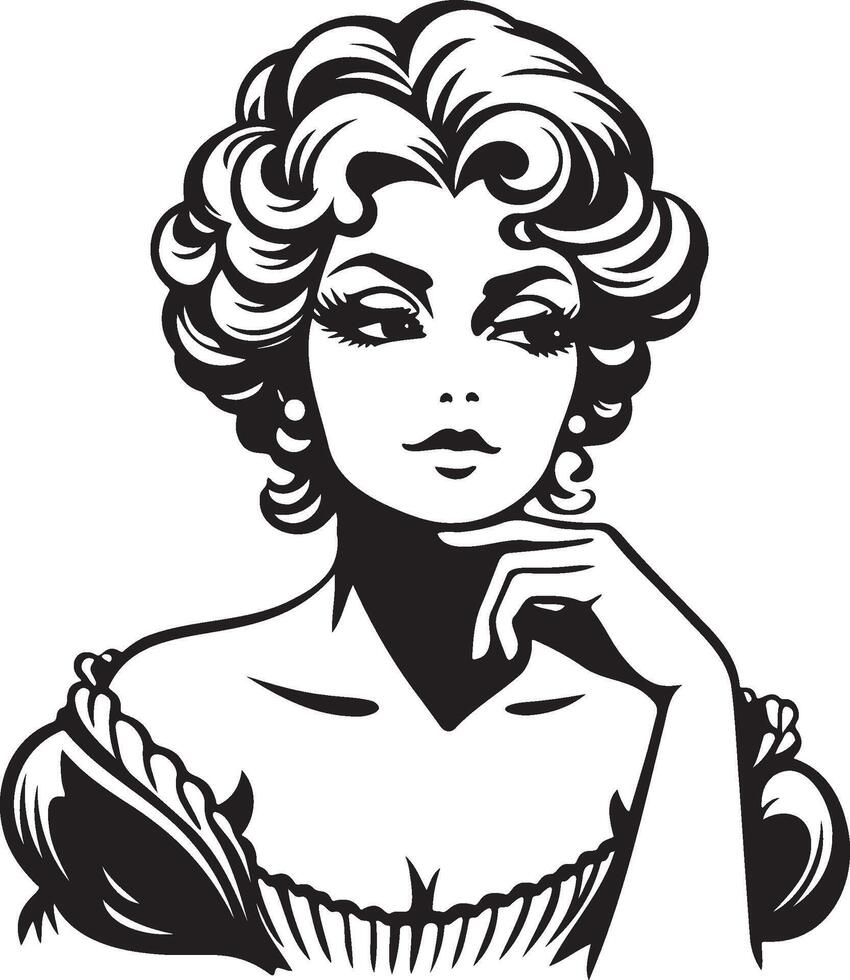 Vintage Sassy Lady with Vintage Hair. vector