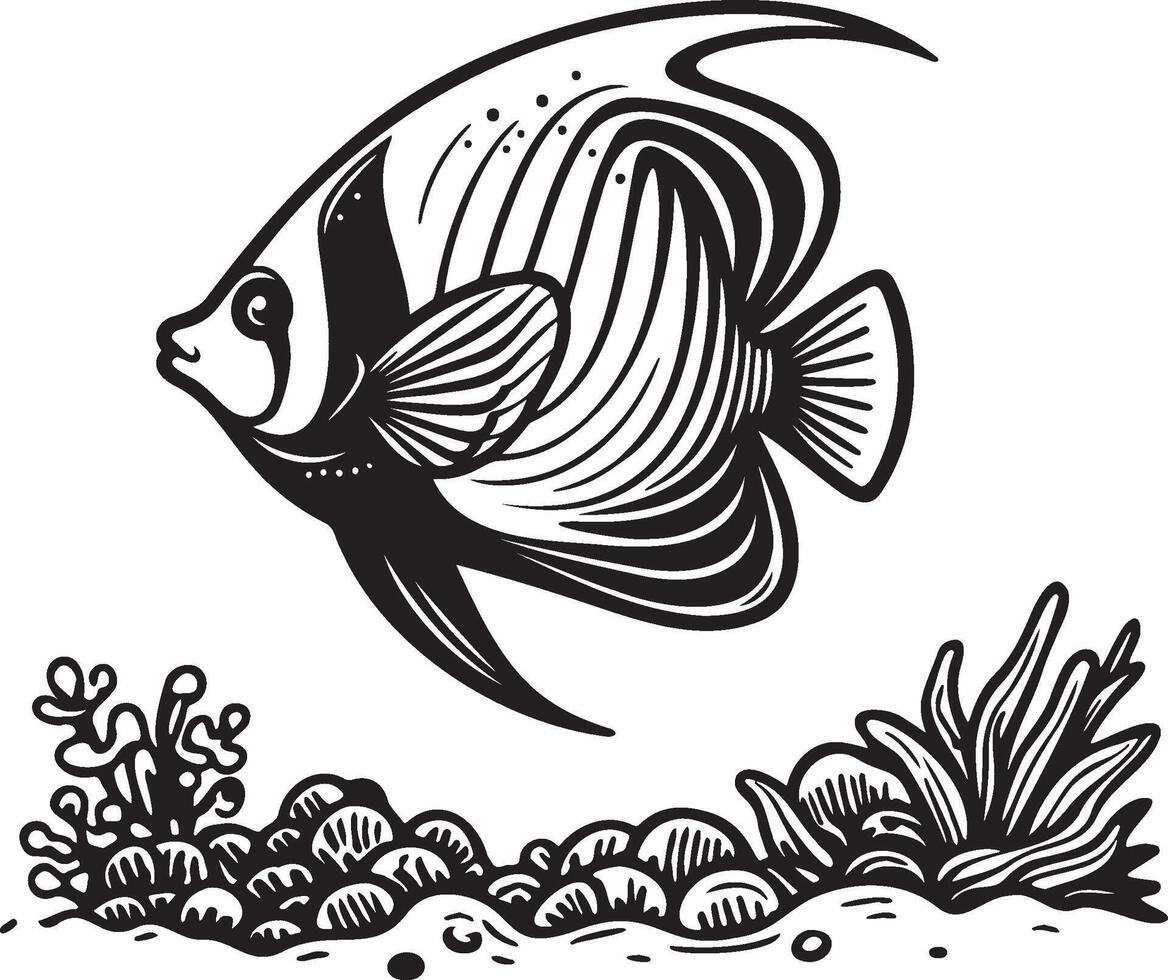 A Anglefish Sketch Illustration. vector