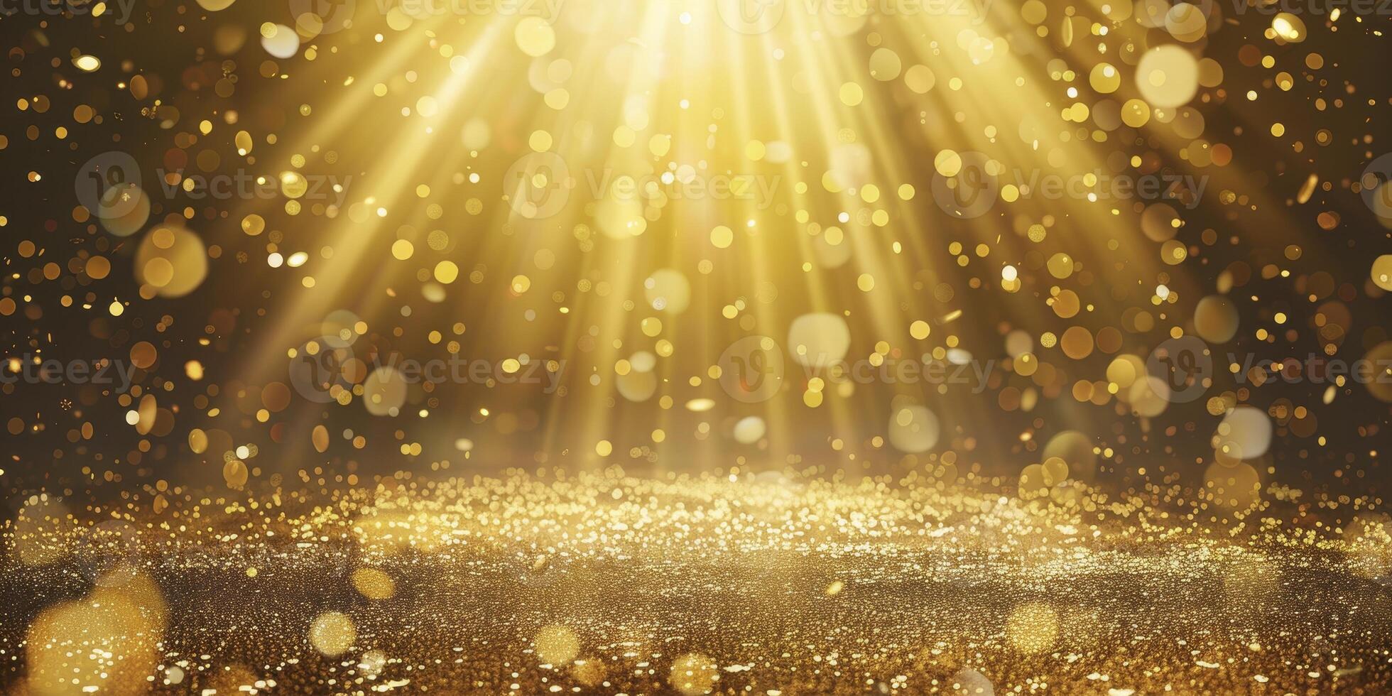Golden light shining on a dark background photo