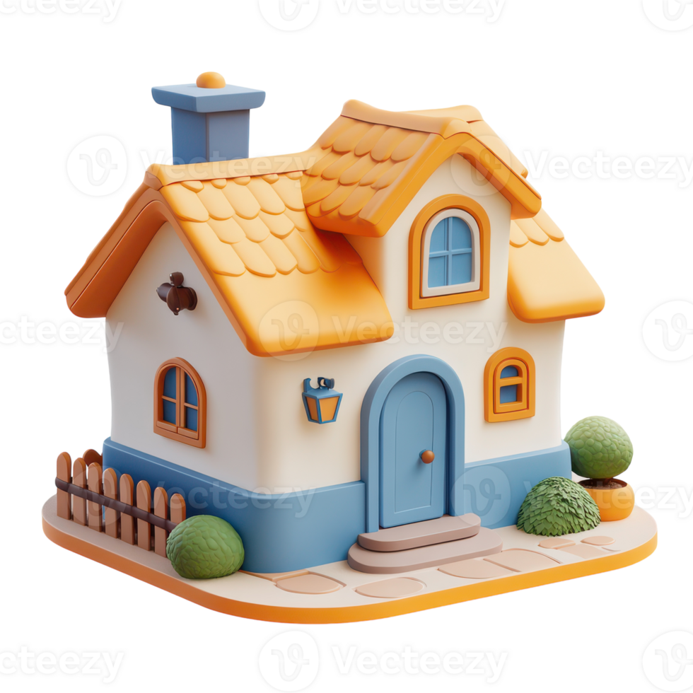 Charming colorful miniature house with detailed features png