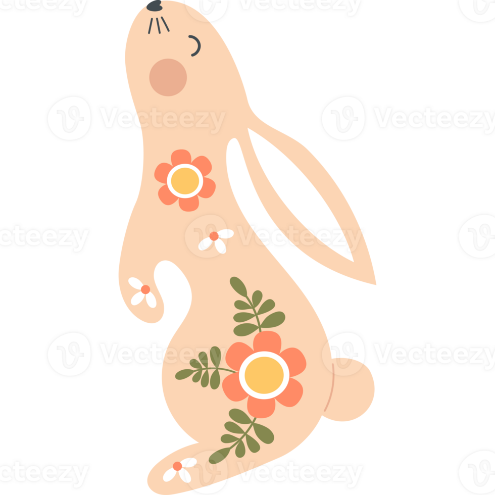 Cute Easter floral Bunny Animal png