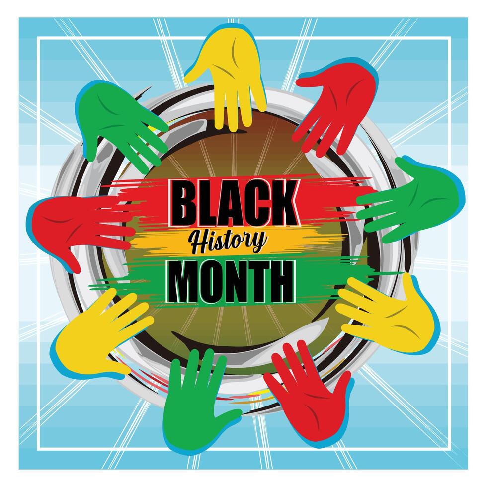Black history month. Human hands assembling text Black history month. vector