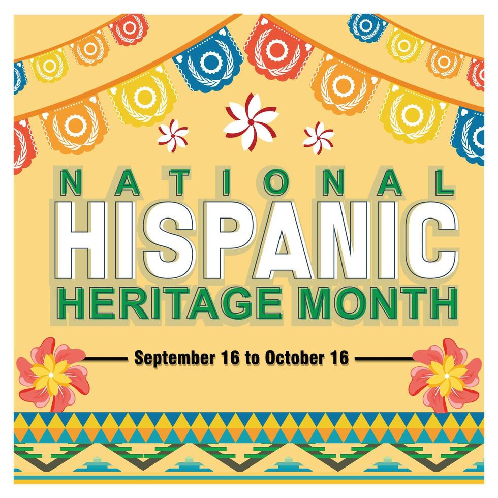 National Hispanic Heritage Month Celebration with Festive Elements. vector