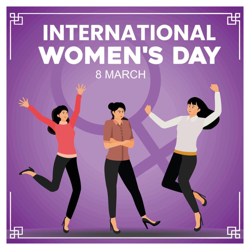 International Women's Day is celebrated on the 8th of March annually around the world. vector