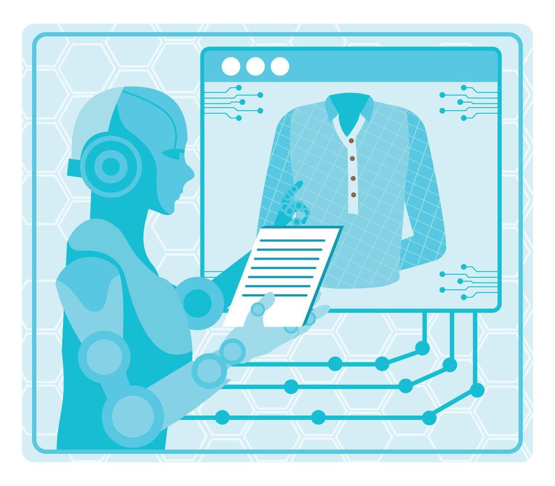 AI Enhanced Fashion Design concept on a Digital Interface in Futuristic Style. vector