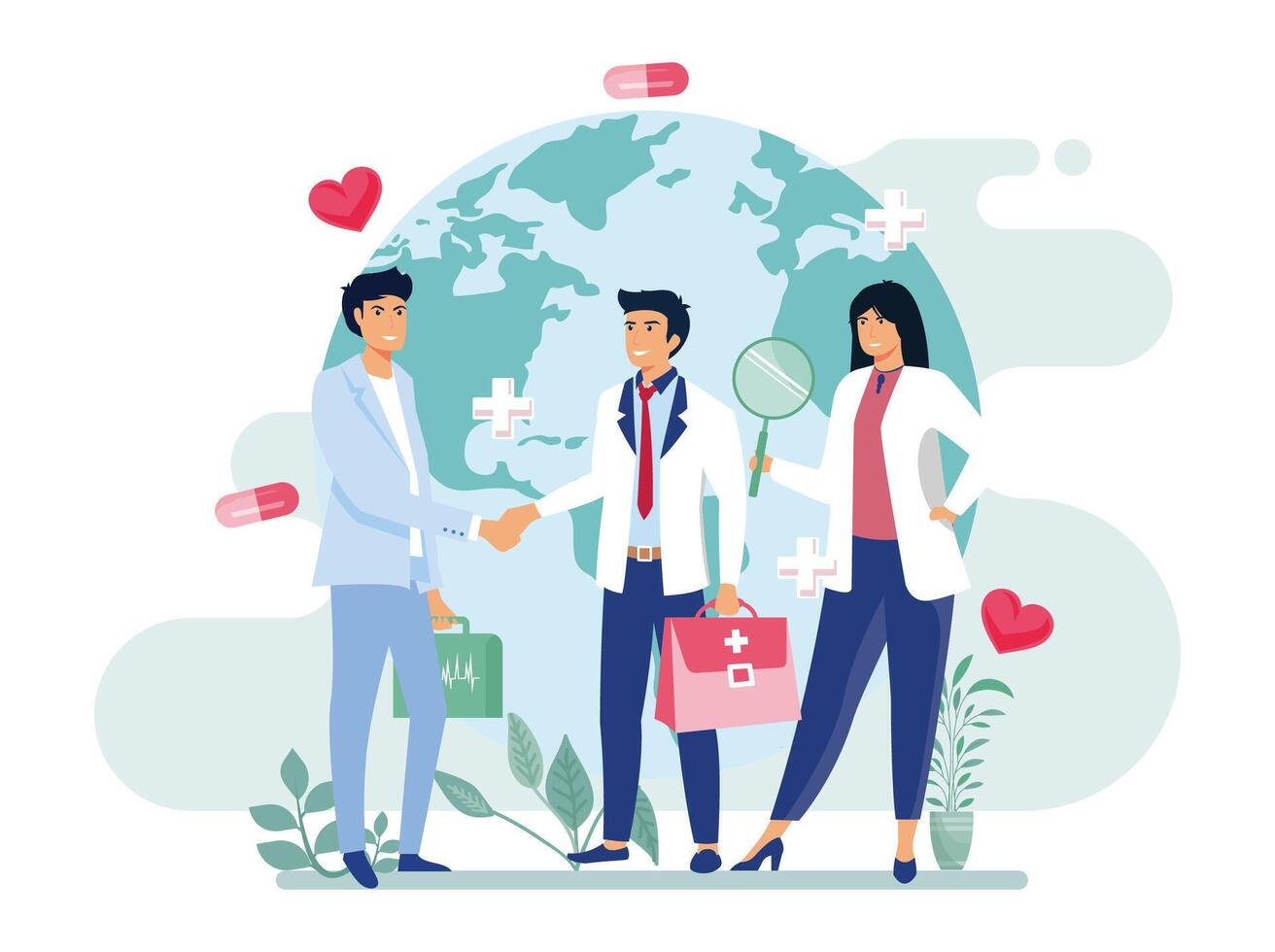 World Health Day. Doctors and medical workers are celebrating Health Day vector