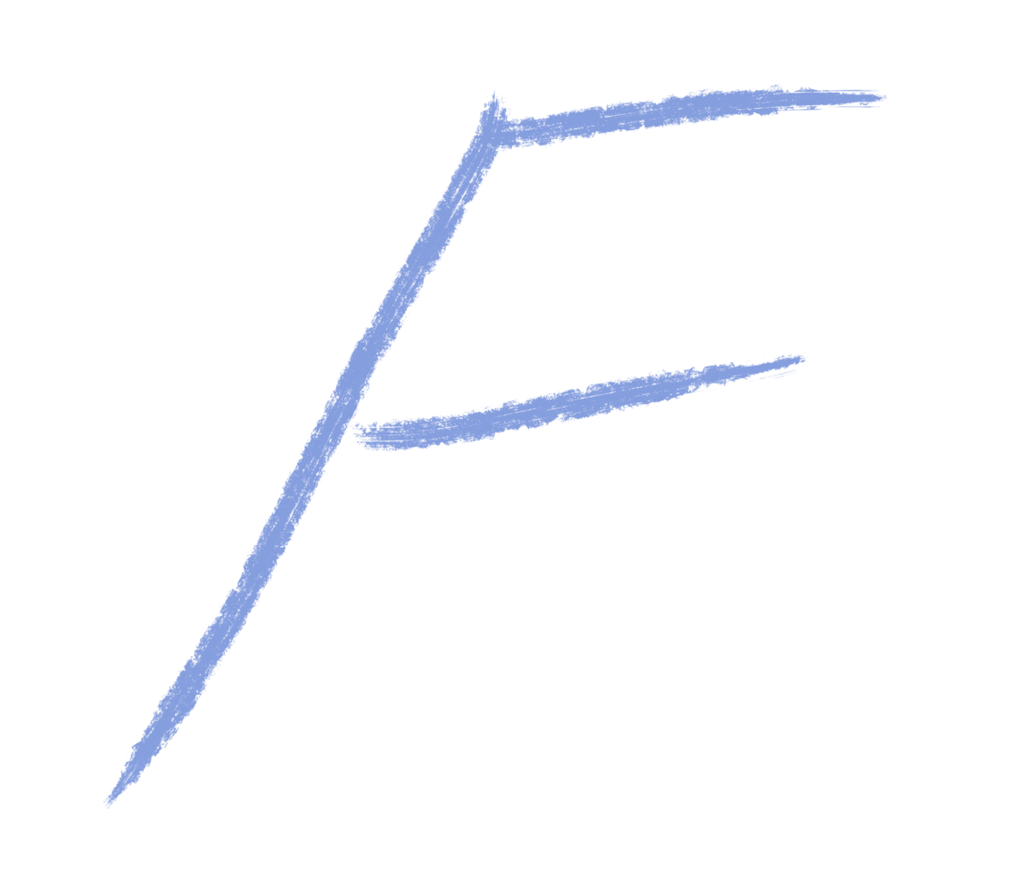 Abstract element hand-drawn brush pencil texture strokes letter F png