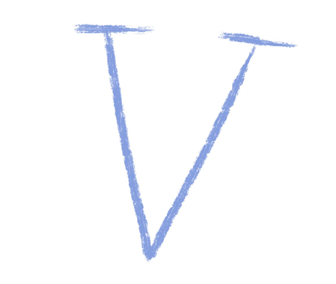 Abstract element hand-drawn brush pencil texture strokes letter V png
