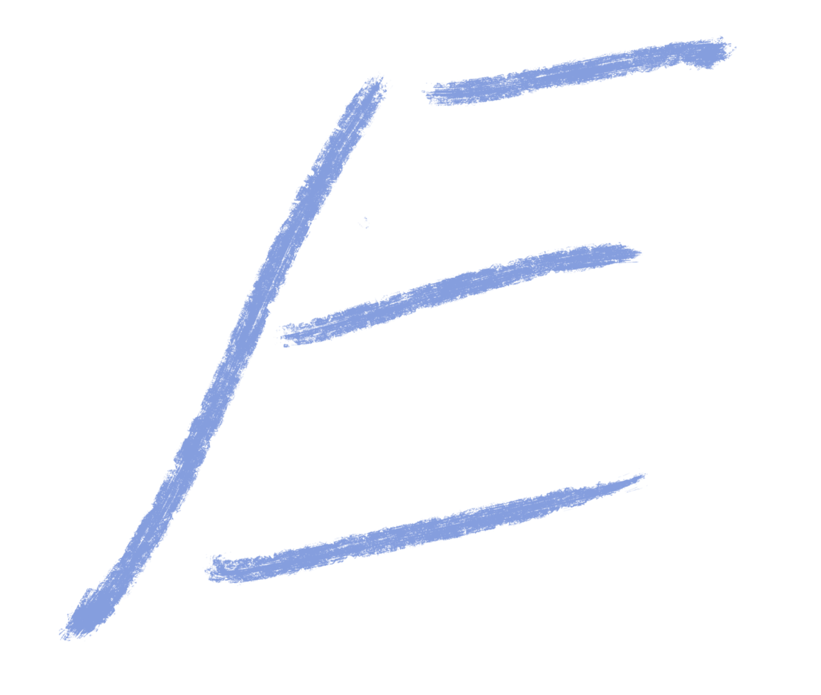 Abstract element hand-drawn brush pencil texture strokes letter E png