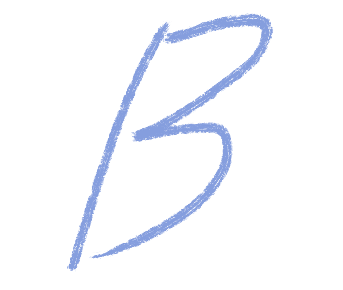 Abstract element hand-drawn brush pencil texture strokes letter B png