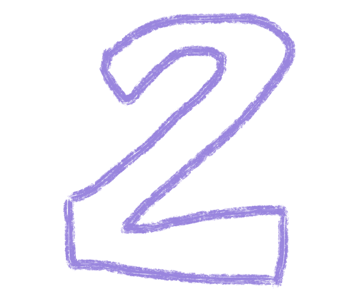 Abstract element Children's handwriting drawn brush pencil texture strokes letter number 2 png