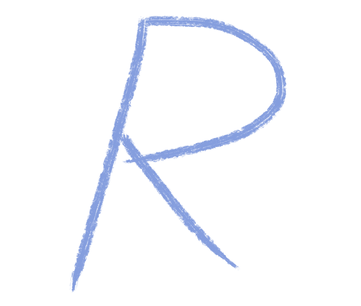 Abstract element hand-drawn brush pencil texture strokes letter R png