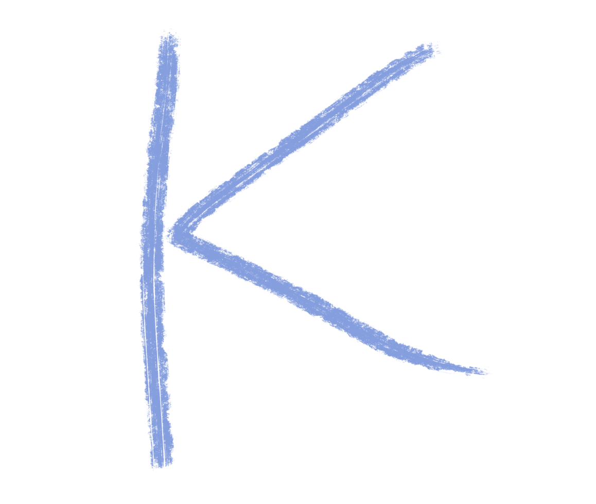 Abstract element hand-drawn brush pencil texture strokes letter K png