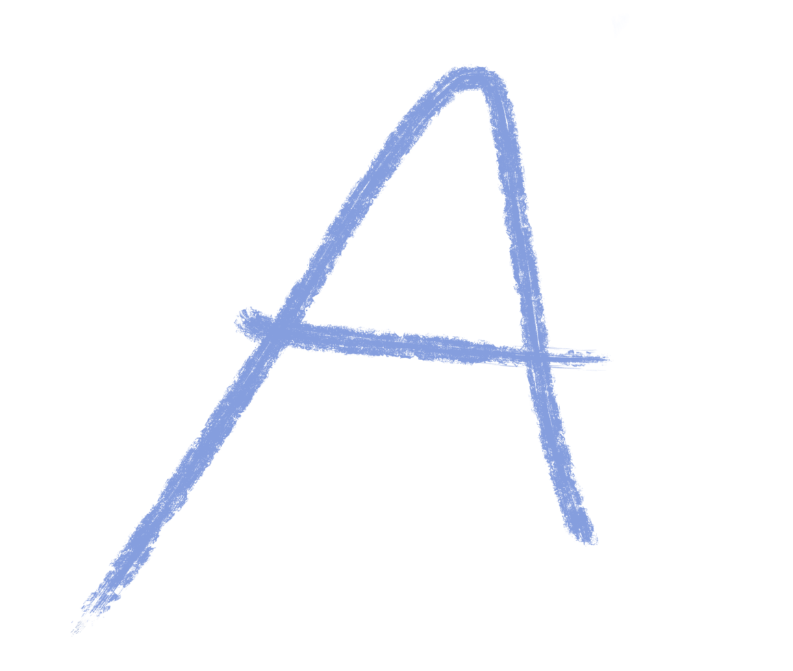 Abstract element hand-drawn brush pencil texture strokes letter A png