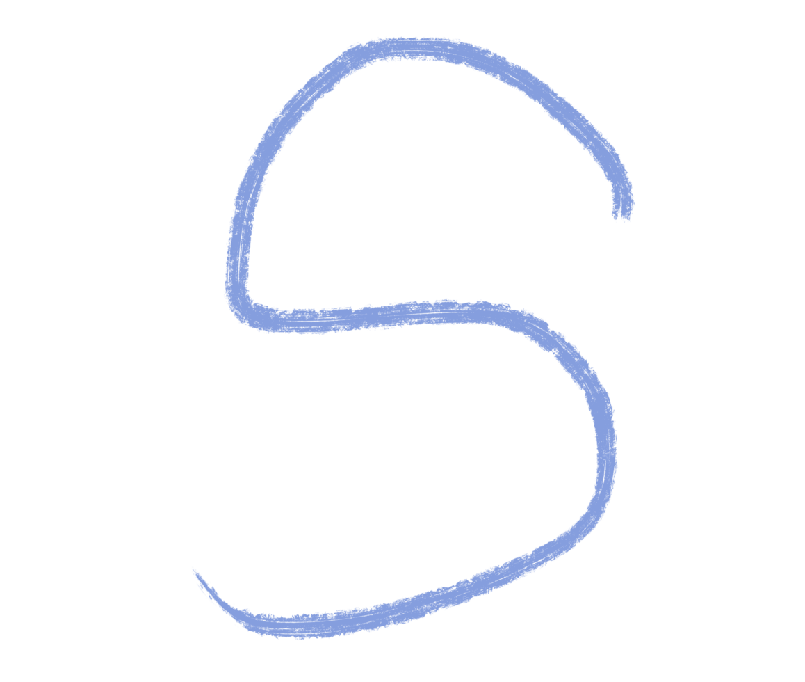Abstract element hand-drawn brush pencil texture strokes letter S png