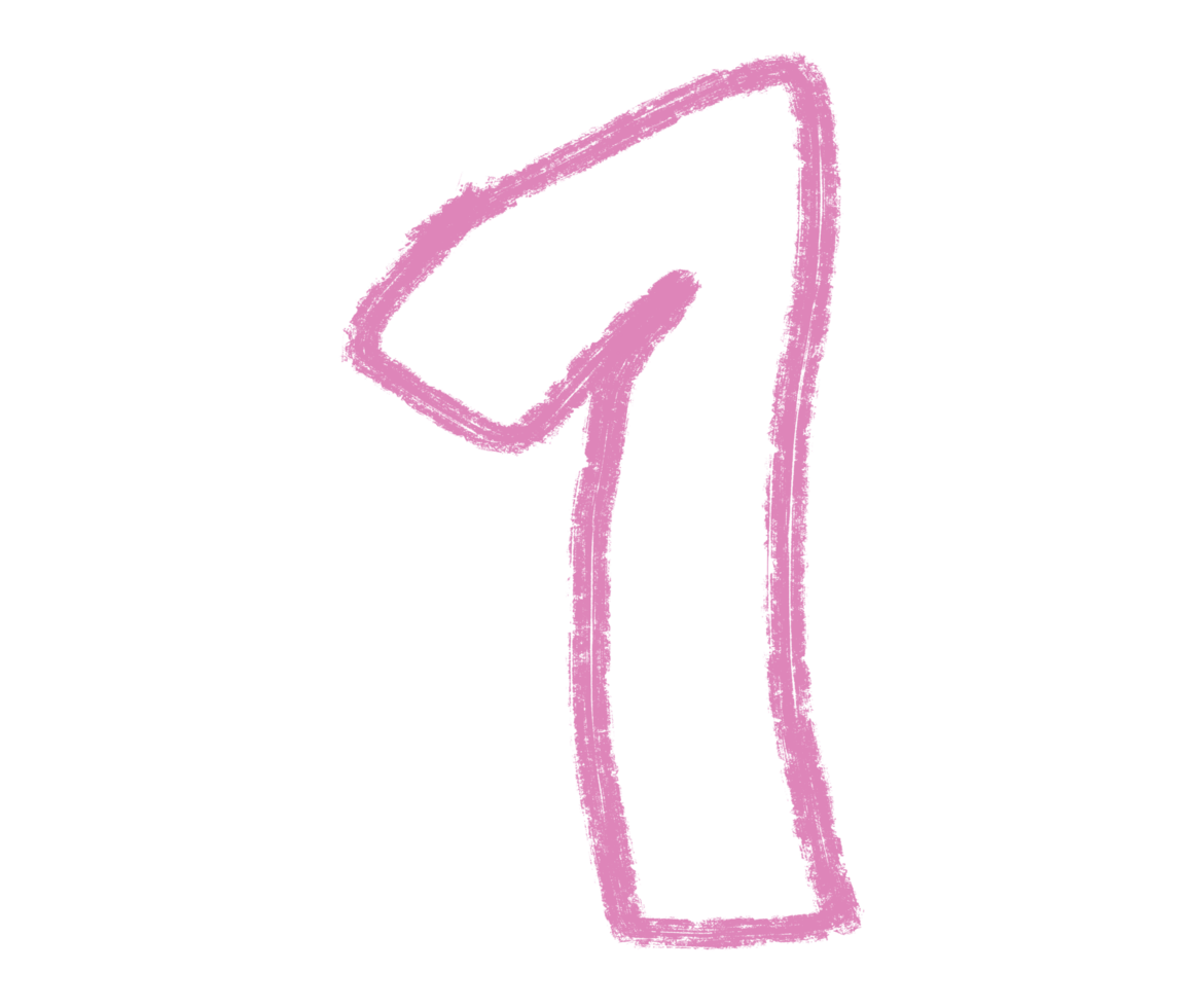 Abstract element Children's handwriting drawn brush pencil texture strokes letter number 1 png