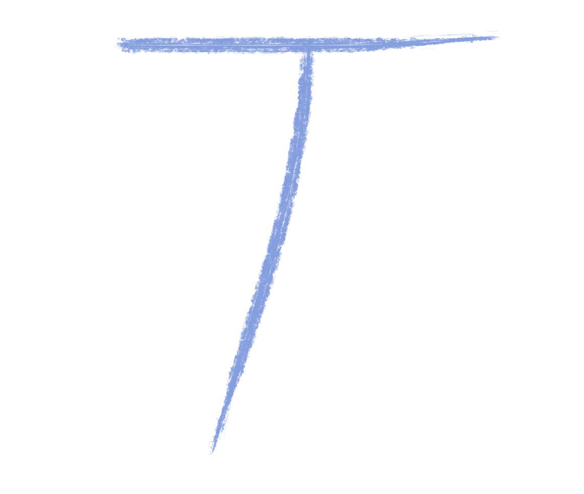 Abstract element hand-drawn brush pencil texture strokes letter T png