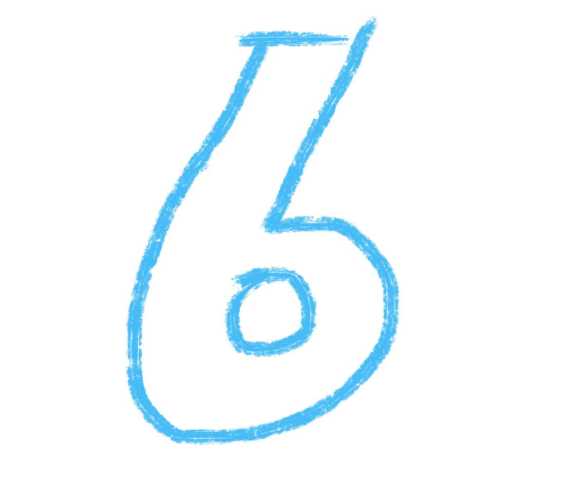 Abstract element Children's handwriting drawn brush pencil texture strokes letter number 6 png