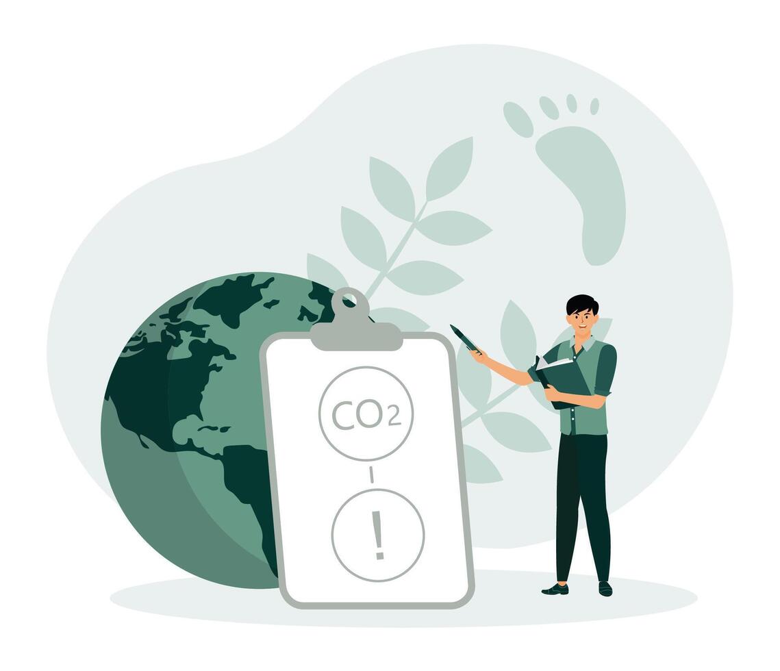 Resources reuse and reduce co2 emission and climate impact concept. vector