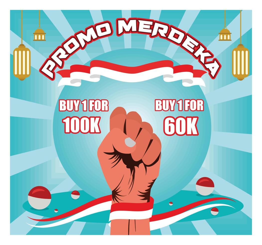 Independence Day Promotion Banner with Raised Fist and Discount Offers Display. vector