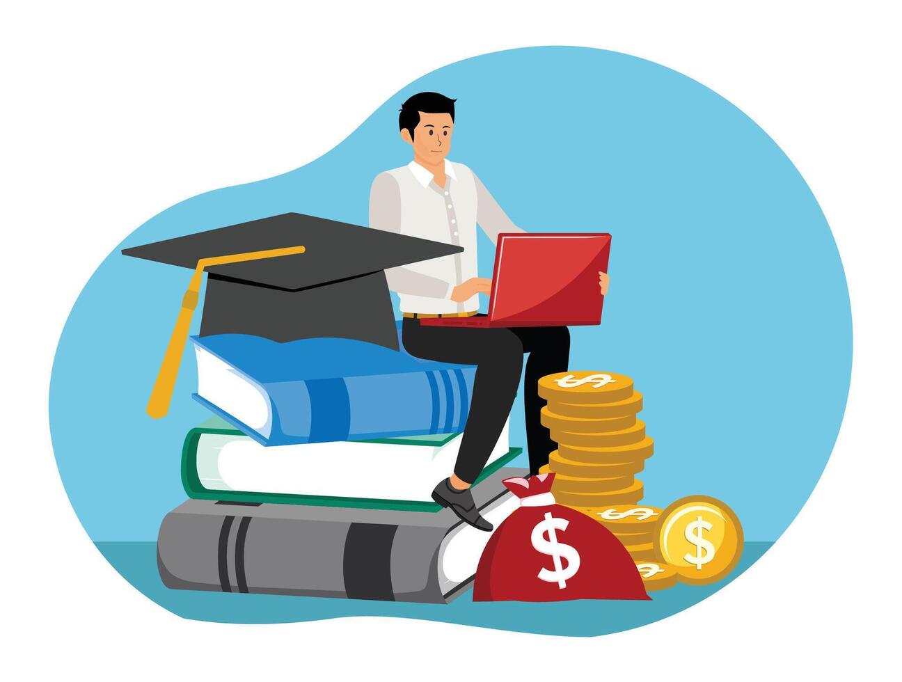 Scholarship loan. Expensive students school concept. vector