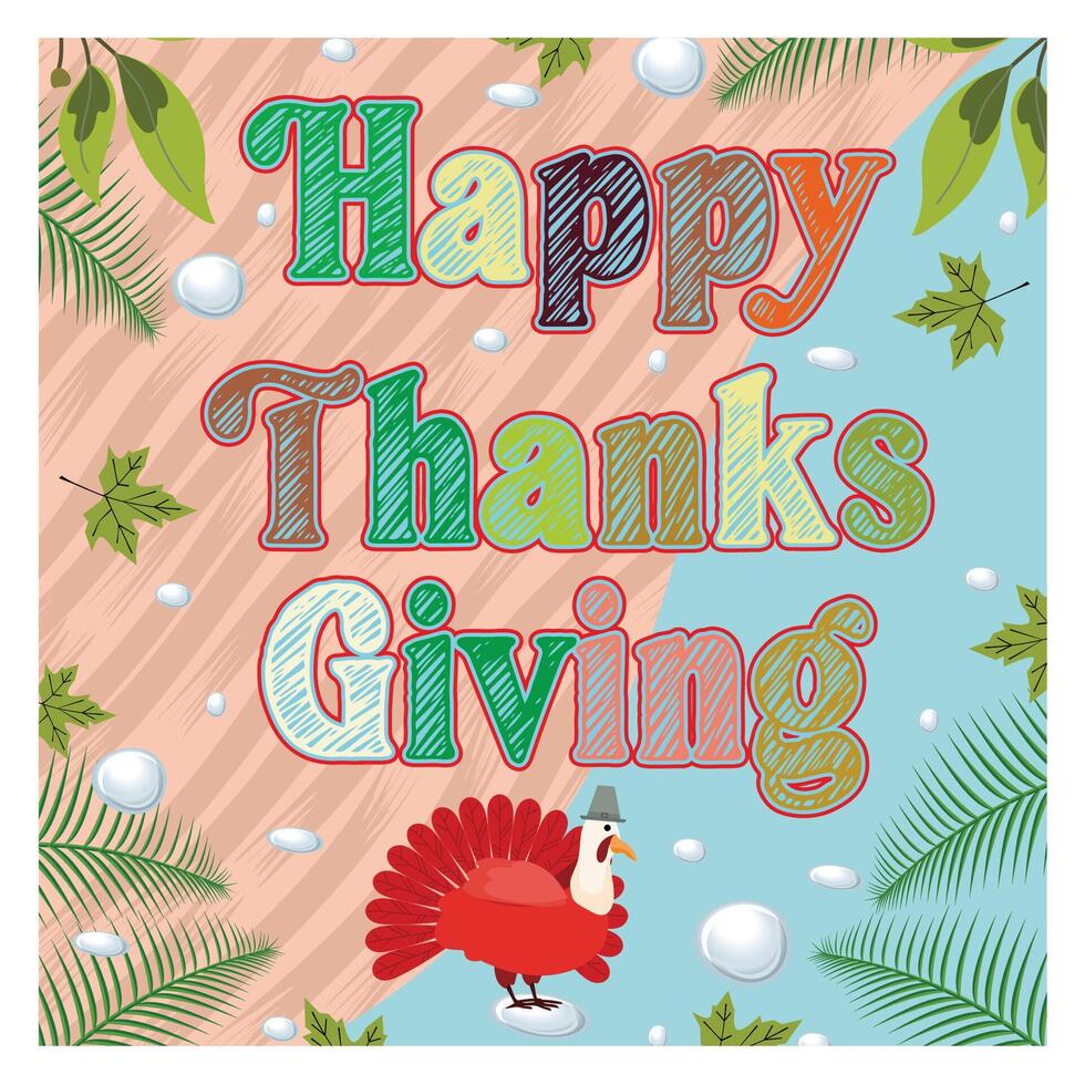 Festive Thanksgiving Holiday Design with Turkey and Colorful Decoration. vector