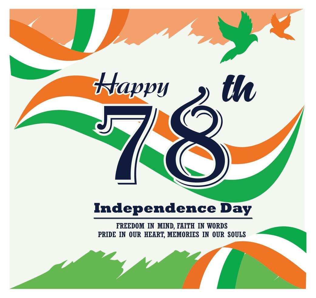 78th Anniversary, Independence Day India, 2025 with Patriotic Theme. vector