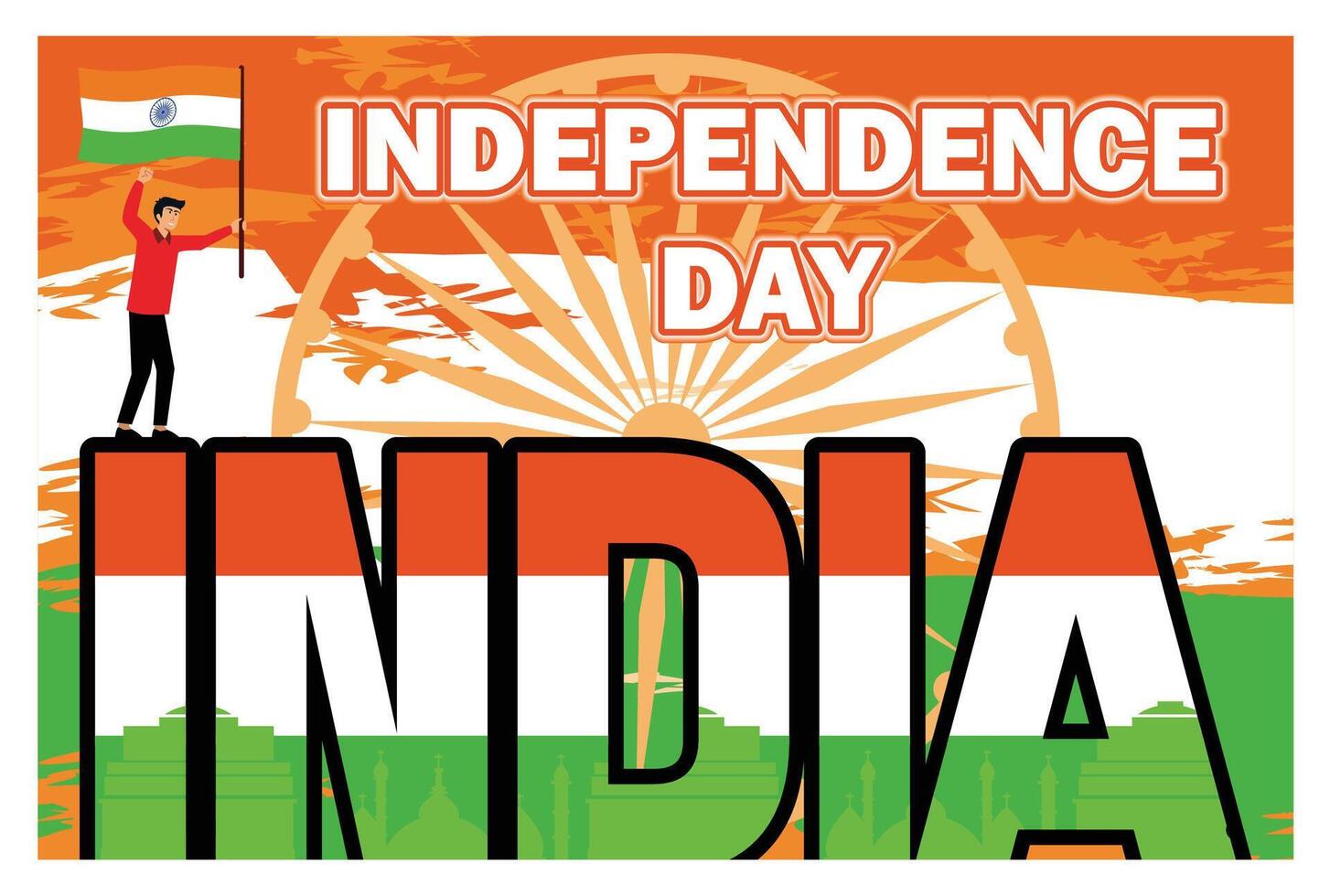 Happy independence day India greetings. vector