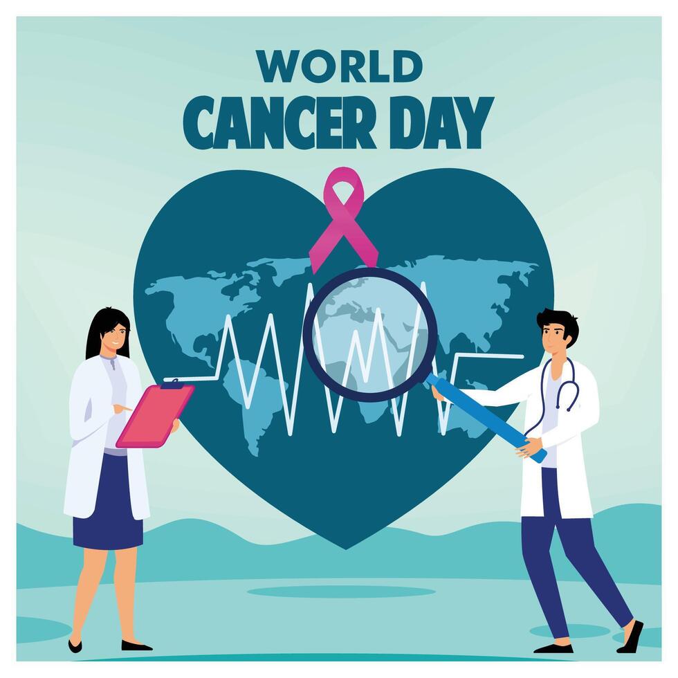 World cancer day. Health care and life insurance concept. vector