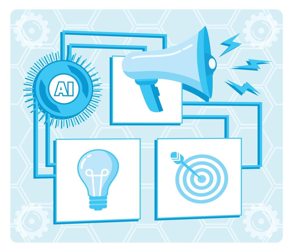 PR Content. AI Technology and Innovation with Communication and Goal Representation. vector
