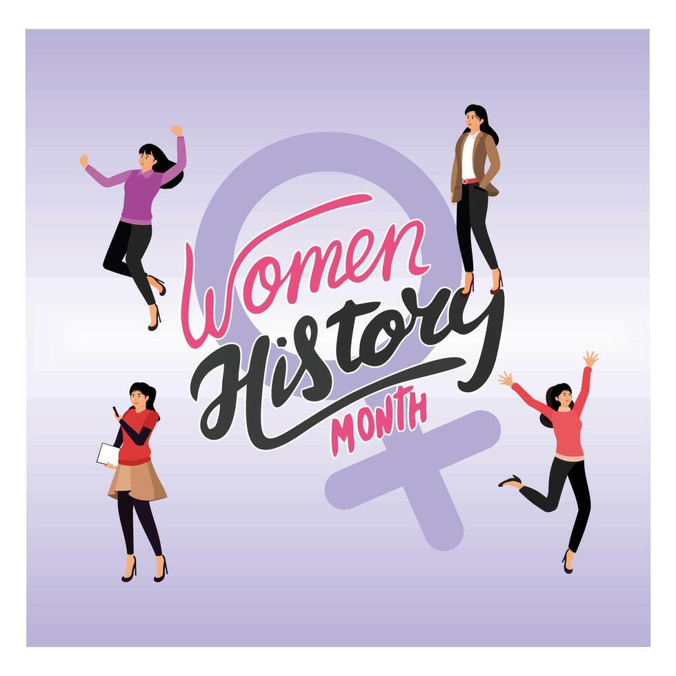Celebrating Women History Month With Empowering Feminine and Themes. vector