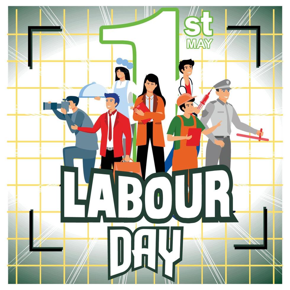 Labour Day Celebration Featuring Diverse Professions on 1st May. vector