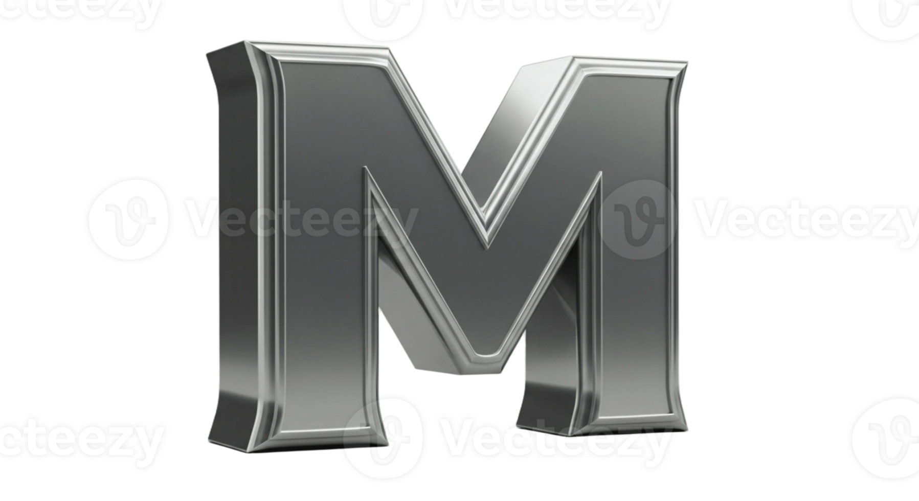 The letter m in silver color, 3d style png