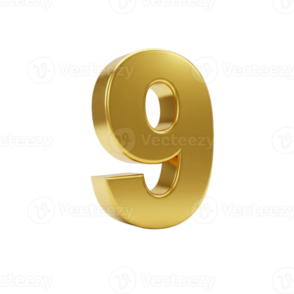 The number 9 is shown in gold on a transparent background png