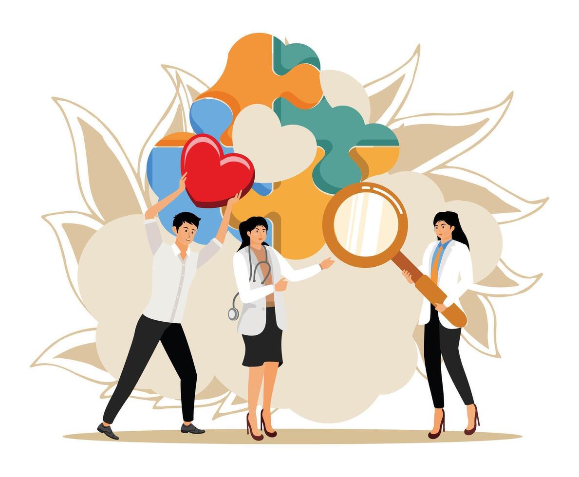 Wellness of mental health and mindfulness in psychiatric therapy in depression and mental illness patient. vector