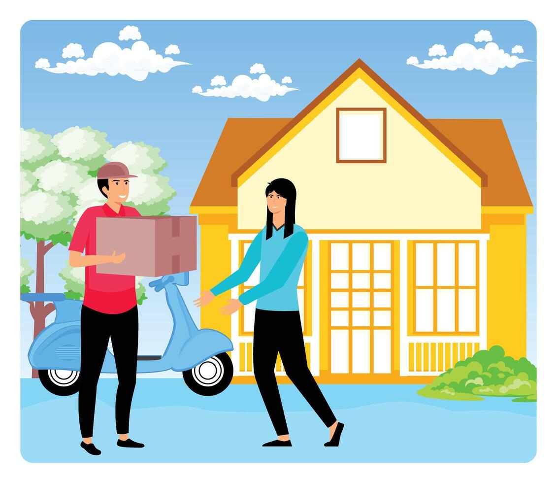 Online fast delivery or courier service concept. vector