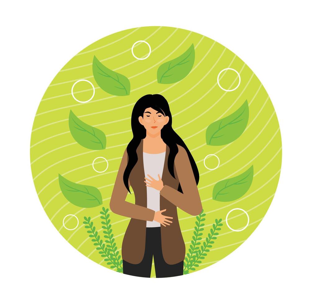 Mental health concept with pretty young woman. vector