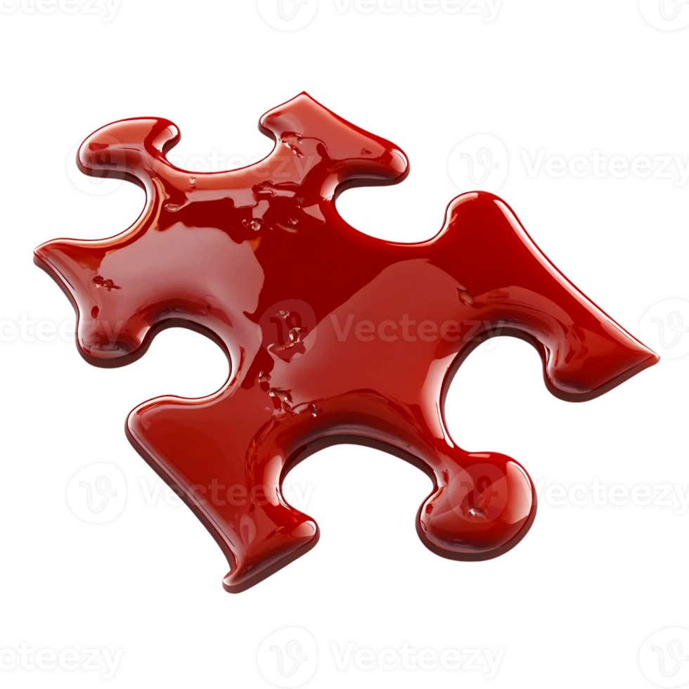 3D Red Puzzle Shape Isolated on Transparent Background png