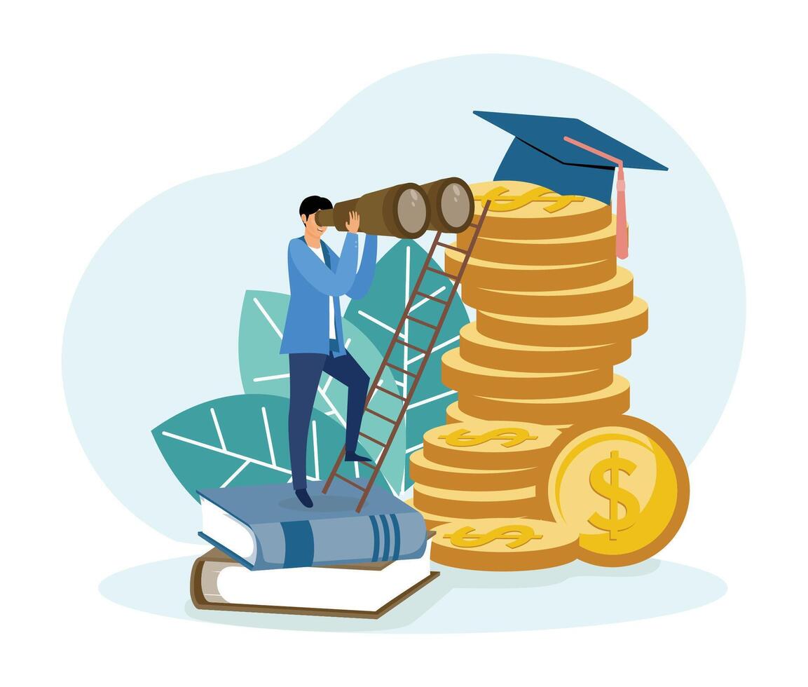 Investment in education. Scholarship. Concept of global business study, abroad educational. vector