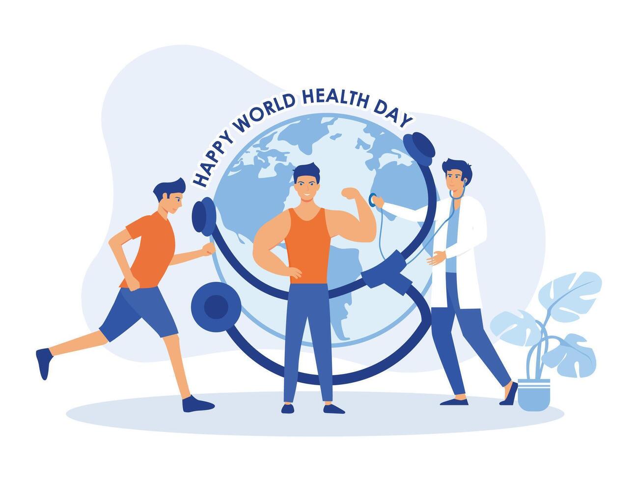 Celebrating World Health Day with a Focus on Fitness and Well being. vector