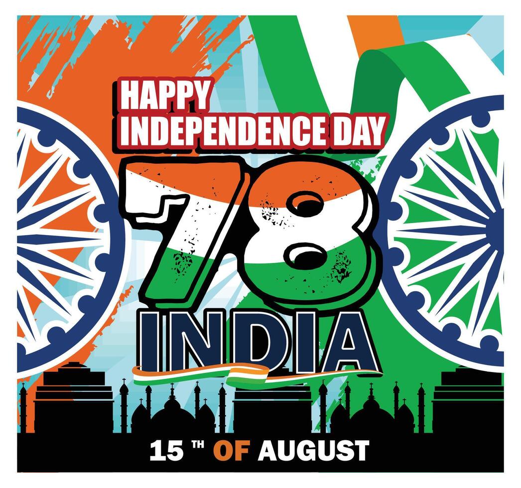 Indian Independence Day Celebration Artwork with Historic and Patriotic. vector
