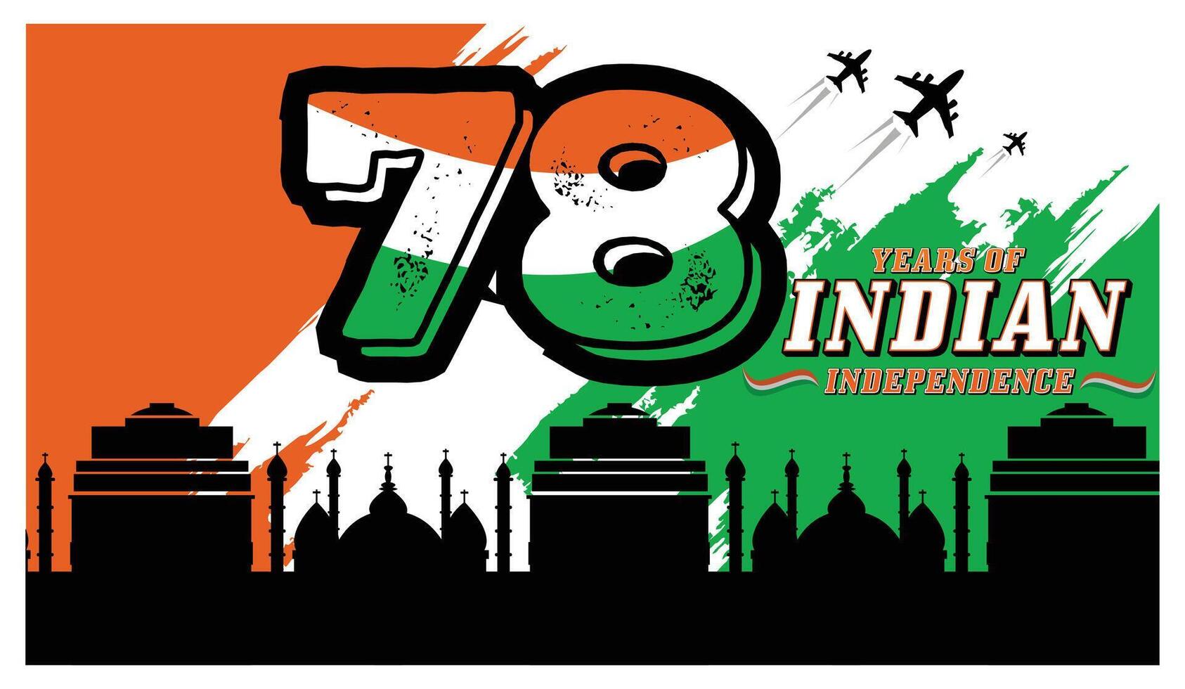 Celebration of 78 Years of Indian Independence with Patriotic. vector