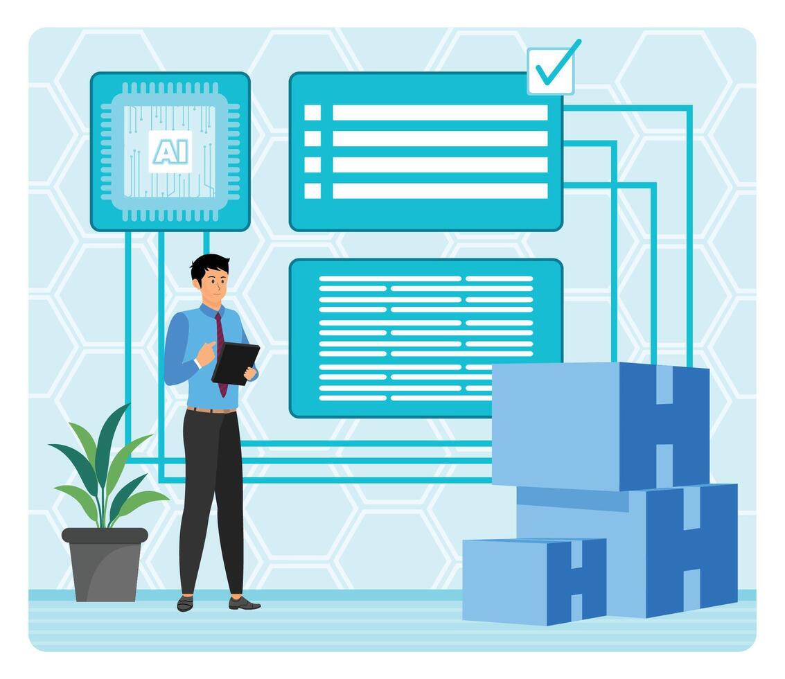 AI Backed Inventory Management concept. vector